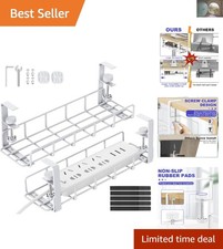 Elegant Under Desk Cable Management Tray - 15.7'' White, No Drill Installation