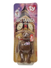 New Ty Teenie Beanie Britannia The Bear 1997 Vintage Red UK Flag Factory Sealed