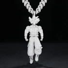 3Ct Round Cut Real Moissanite Customized Cartoon  Pendant 14K White Gold Plated