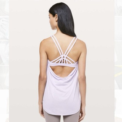 Lululemon Free to Be Wild 2-in-1 Tank Top Size 4 Strappy Heathered Lilac Workout