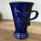 Fiestaware Latte Cappuccino Coffee Tall Pedestal Mug Cobalt Blue Made In USA