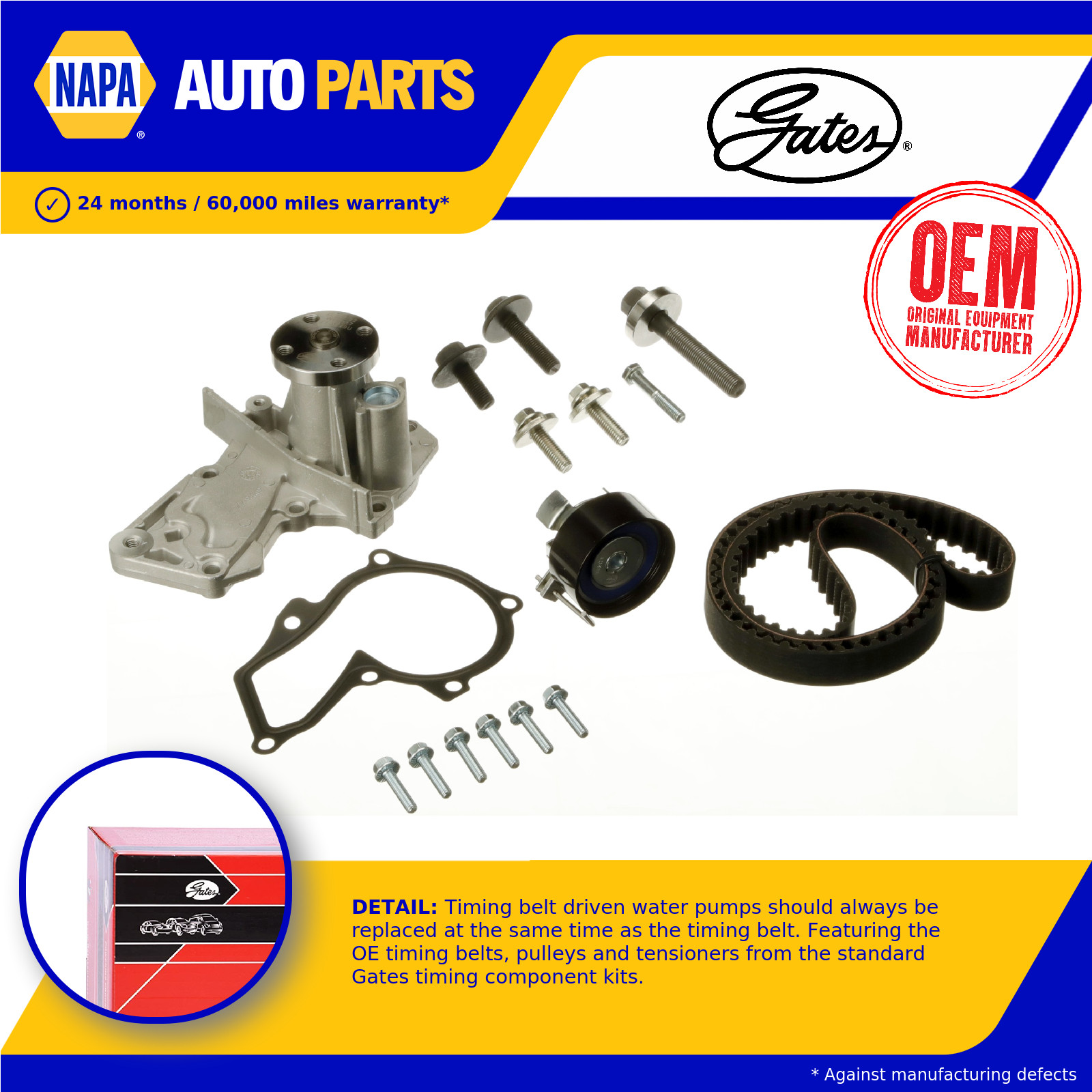 Timing Belt & Water Pump Kit fits FORD FIESTA 1.4 2005 on Set Gates 1780142 New