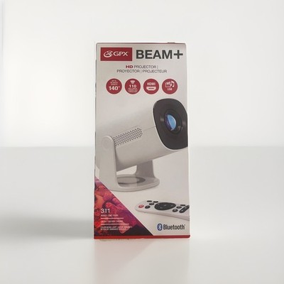 GPX BEAM+ HD Projector, 1280 X 720 Resolution, 110 ANSI Lumens, Bluetooth