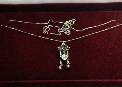 Vintage Sterling Silver Cuckoo Clock Pendant 6.9 Grams Stamped Sterling