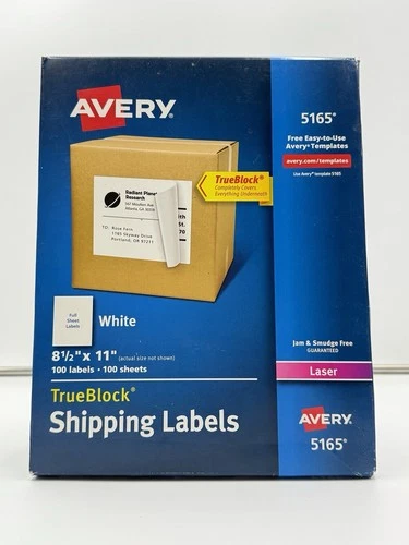 Avery 5165 Full Sheet Printable Shipping Labels 8.5x11 Sticker Paper White Laser