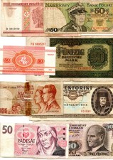 8 Banknoten  mit 50er Werten aus Europa   alle Geldscheine gebraucht