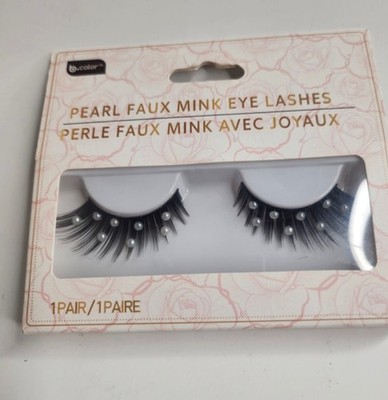 b.color Pearl Faux Mink Eyelashes 1 Pair Glam Wispy With Pearls