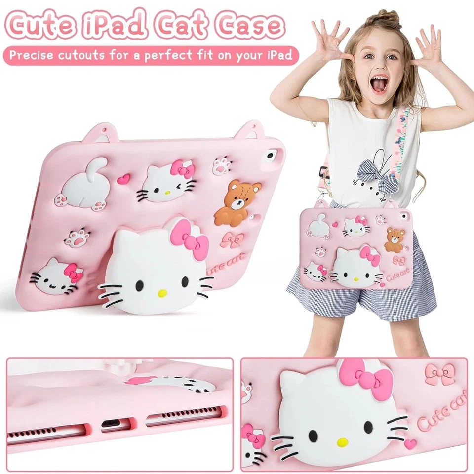 Kids Samsung Tab A9+ Plus Case, Hello Kitty Stand, Strap, Screen Protector Set - Image 4 of 4