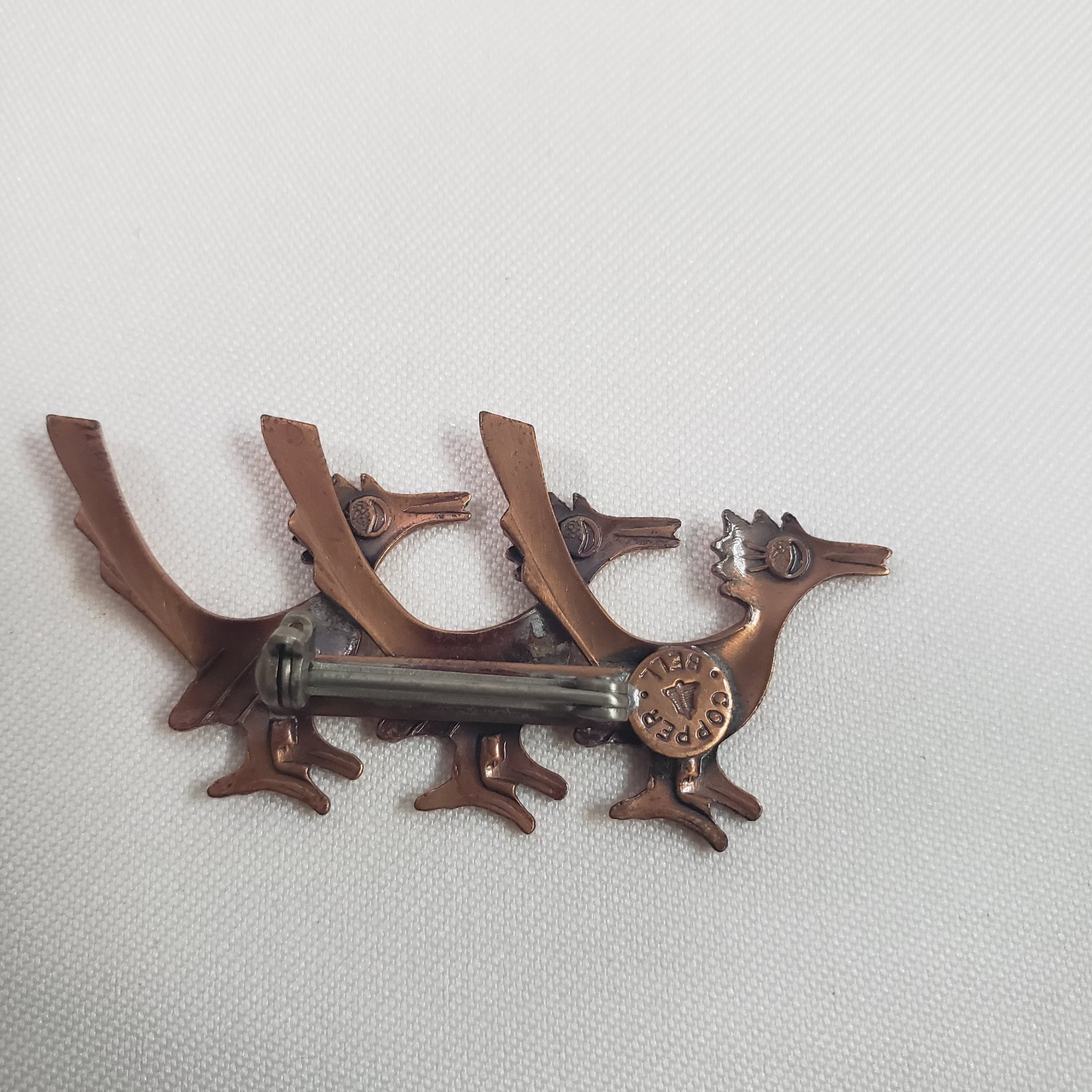 Copper Southwest Native Style Roadrunner Brooch v… - image 4