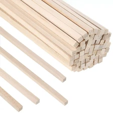 70 Pcs 1/4 Inch x 12 Inch Wooden Square Dowel Rods Unfinished Wood Sticks