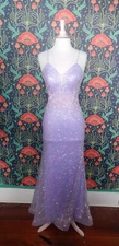 Camille La Vie Lilac Purple Sequin Sheer Applique Crystal Prom Formal Dress 2