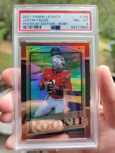 2021 Panini Legacy Justin Fields Premium Ruby /50 Rookie RC 