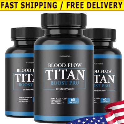 Blood Flow Titan Boost Pro Mens Blood Flow Supplement - 60 Capsule ( 3 Bottles )