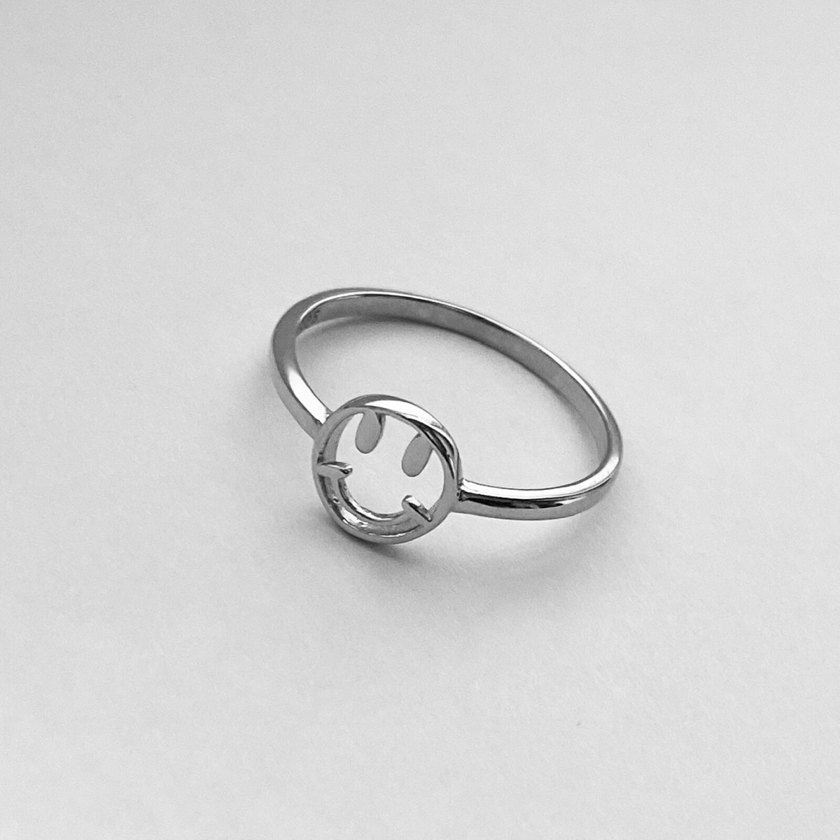 Sterling Silver Emoji Ring, Silver Ring, Happy Face Ring