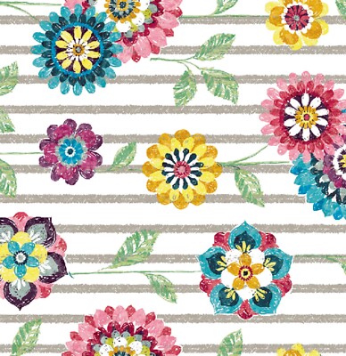 Wachstuch Tischdecke Flower Stripes C407.2 eckig rund oval