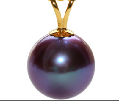 HUGE 15MM NATURAL SOUTH SEA GENUINE PURPLE PERFECT ROUND PEARL PENDANT 1515AAA