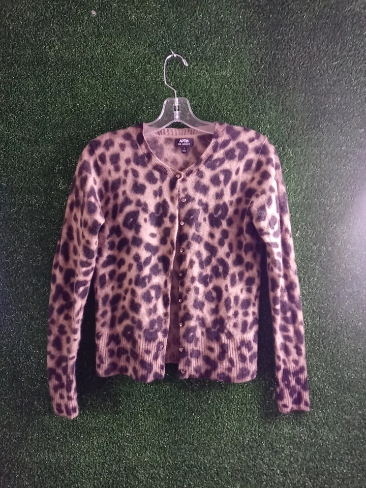 apt 9 кашемир леопард свитер размер маленький кардиган - Изображение 2 из 4