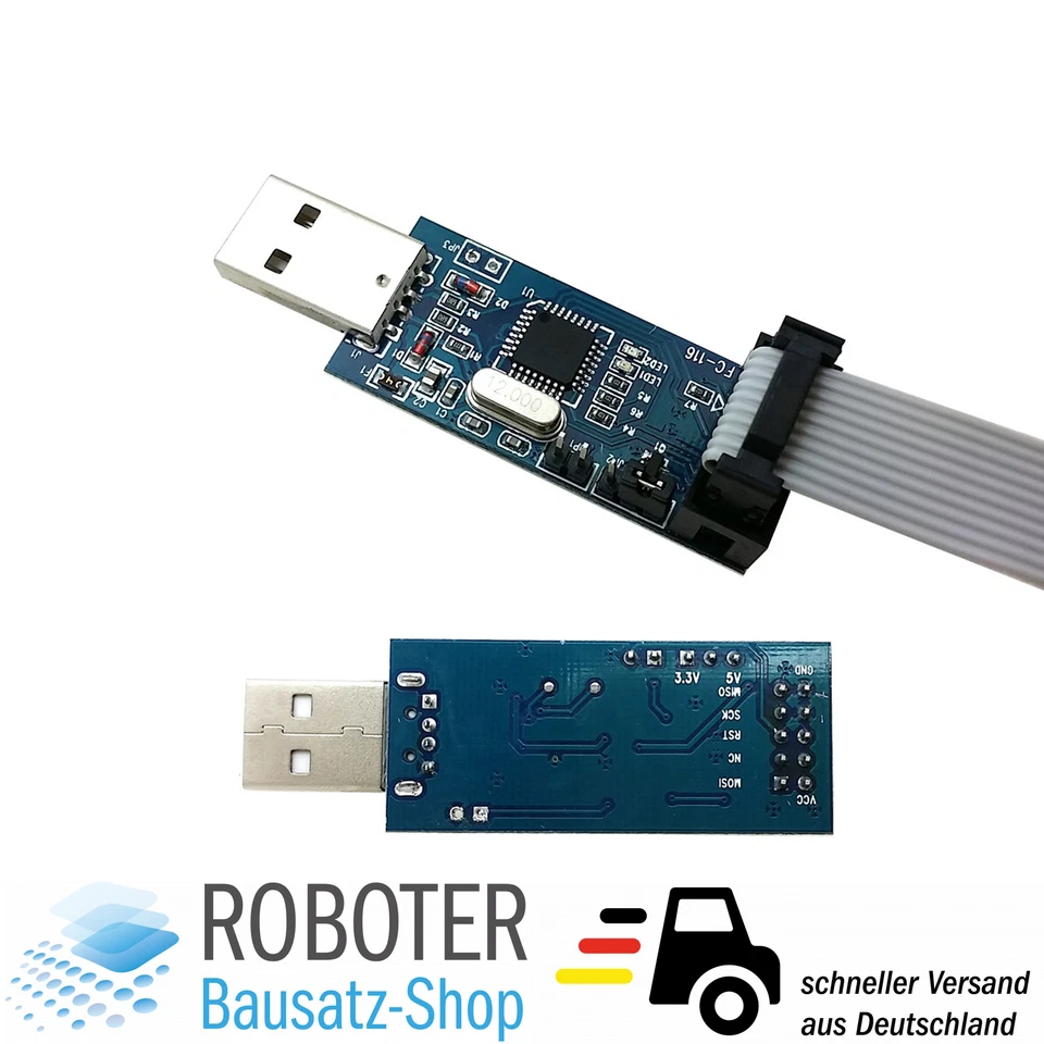 MAKERMIND USBASP AVR Programmer Adapter - Downloader 10 Pin Kabel ATTiny USBISP