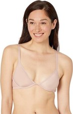 CALVIN KLEIN Women's Sheer Marquisette Unlined Plunge Bra Subdued Pink 32B