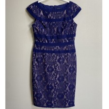 Adrianna Papell Blue Lace Sheath Dress Size 2