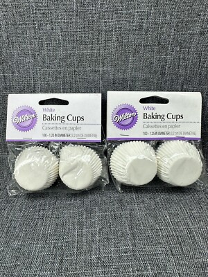 Wilton White Baking Cups 100 Count 1.25 Inch Diameter-Lot of 2-New Sealed