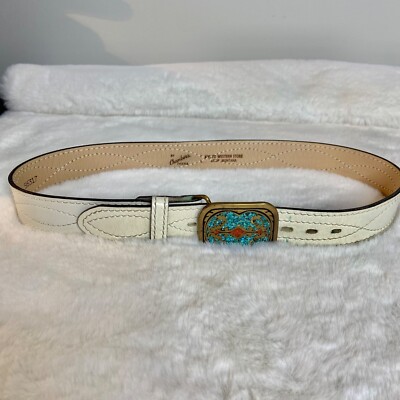 1976 BTS Solid Brass Turquoise Chip Inlay Coral Western  display picture 1