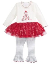 BONNIE JEAN BABY 24M Christmas Tutu Dress  Leggings Set NWT 50