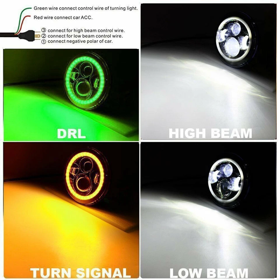 Par Fit Chevy Bel Air 1953 1954 1955 1956 1957 7"" Farol de LED Verde HALO DRL - Imagem 2 de 4