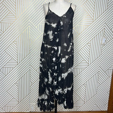 Mes Demoiselles Ruffled Tie-Dyed Cotton-Voile Midi Dress Black Size 34 / US 0-2