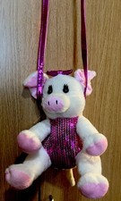 NWOT Poochie co Pig purse Pale Pink with Pink Sequin  Crossbody Strap