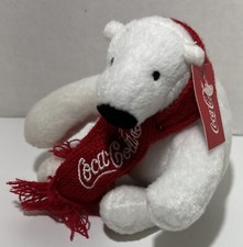 Coca Cola Plush Polar Bear White Red Scarf 4 Stuffed Animal Toy Collectible