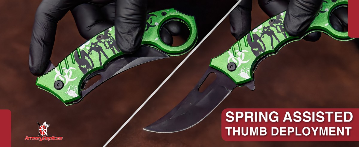 Shredded Undead Apocalypse Zombie Killer Karambit Folding Pocket