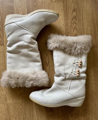 cremefarbene, fast weiße Winterstiefel, 40, (6 1/2), festes,sehr schönes Leder, 