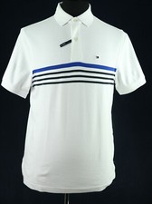 Tommy Hilfiger Mens The Luxe Classic White Blue Roxbury Stripe Polo Shirt XS NWT