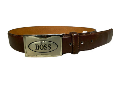 Men/'s New Casual Dress Leather Belt  w// Silver Color Buckle Double Stitched Edge