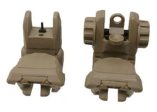 Folding Flip Up Front & Rear Sights Set Dual Aperture Backup Tan Polymer