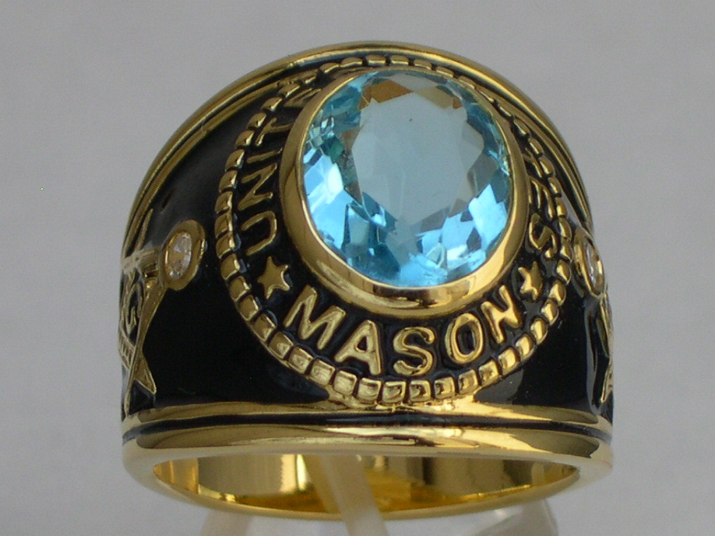 12X10 mm United States March Aqua Birthstone Mason Masonic Men