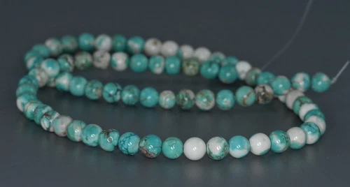 5 MM TÜRKIS HOWLITH EDELSTEIN RUND LOSE PERLEN 15,5 ZOLL - Bild 4 von 4