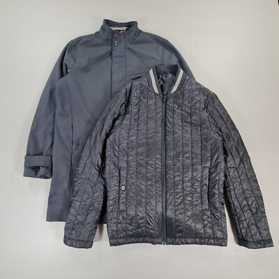 Ted Baker Mens Mac Coat Navy Blue Medium in Waterproof