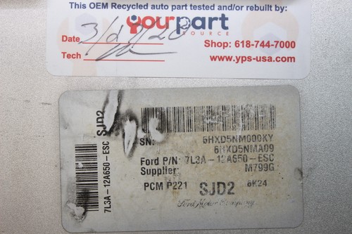 2007 07 FORD F-250 F-350 5.4L ECU ECM PCM ENGINE COMPUTER 7L3A-12A650-ESC TESTED - Picture 3 of 11