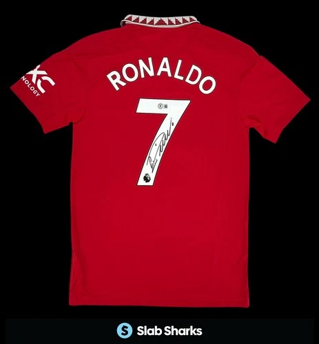 CRISTIANO RONALDO SIGNED MANCHESTER UNITED SOCCER JERSEY BECKETT BAS STICKER