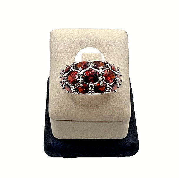 Sterling Silver Vintage Spessartite Garnet Ring Size 8