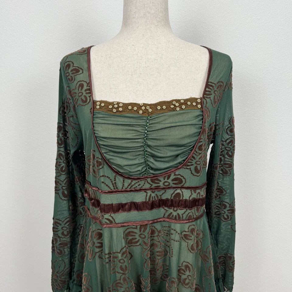 The Pyramid Collection Top Womens L Green Fairycore Goblin Renaissance Whimsical - Image 4 of 4