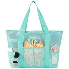 Mesh Beach Bag, Large Tote with Zipper Beach Bags for Women Waterproof Sandpr...
