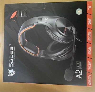 SADES A2 Gaming Headset Schwarz Orange mit Mikrofon und Kabel Komfortabel Neu...