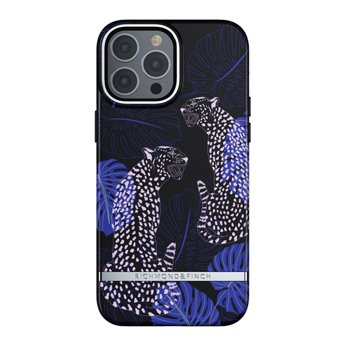 Coque iPhone 13 Pro Max Motif Guépard Bleu Nuit Protection Antibactérienne