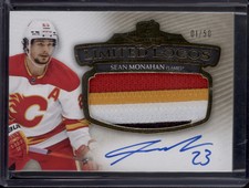2021-22 The Cup Sean Monahan Limited Logos 4-Color Patch Auto 1st on print #1/50
