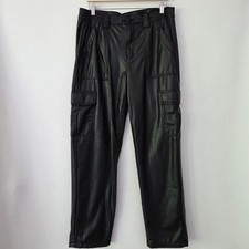 American Eagle Cargo Pants Black Faux Leather High Rise Womens 14 Regular