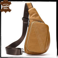 Mens Luxury Sling Designer Bag GENUINE LEATHER Chest Crossbody Fashion Body Pack