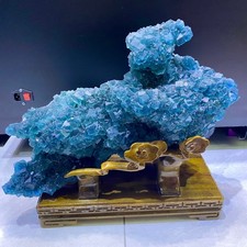 51.48LB TOP Natural cube blue fluorite cluster Quartz Crystal Mineral +stand